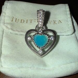 Judith Ripka Sterling Silver925 BlueChalcedony Doublet Heart Enhancer PendantNEW